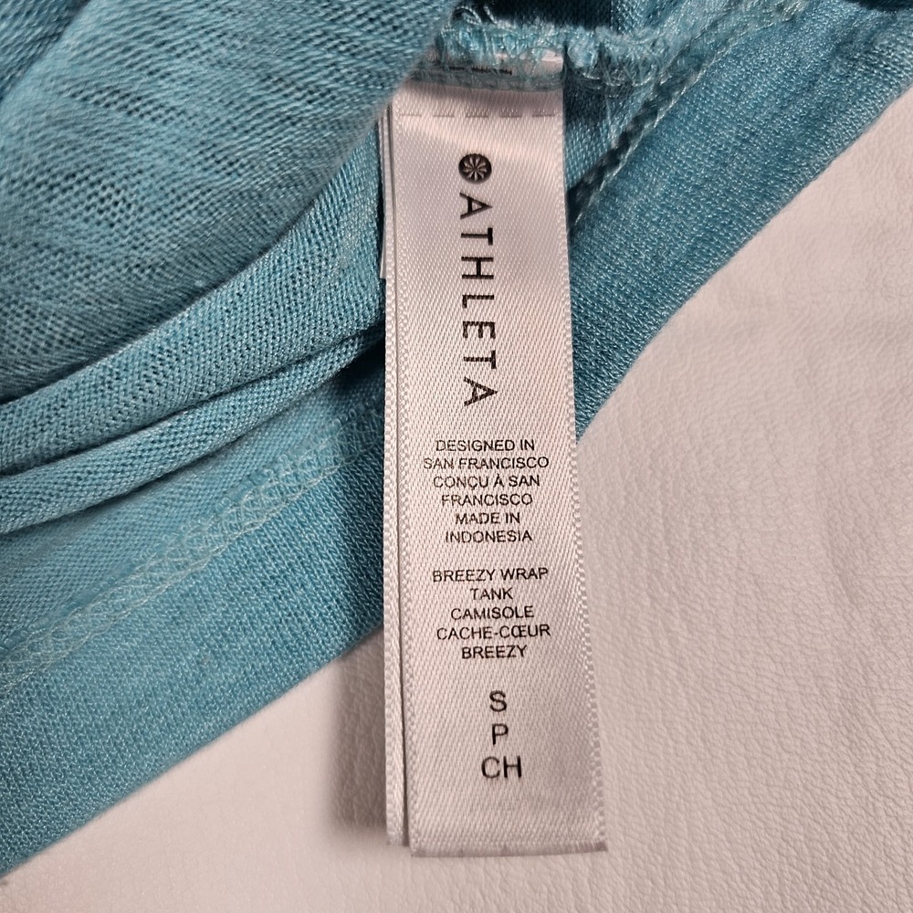 Athleta Breezy Wrap Tank Top Women's Small Blue Sleeveless Surplice Stretch - Picture 5 of 8
